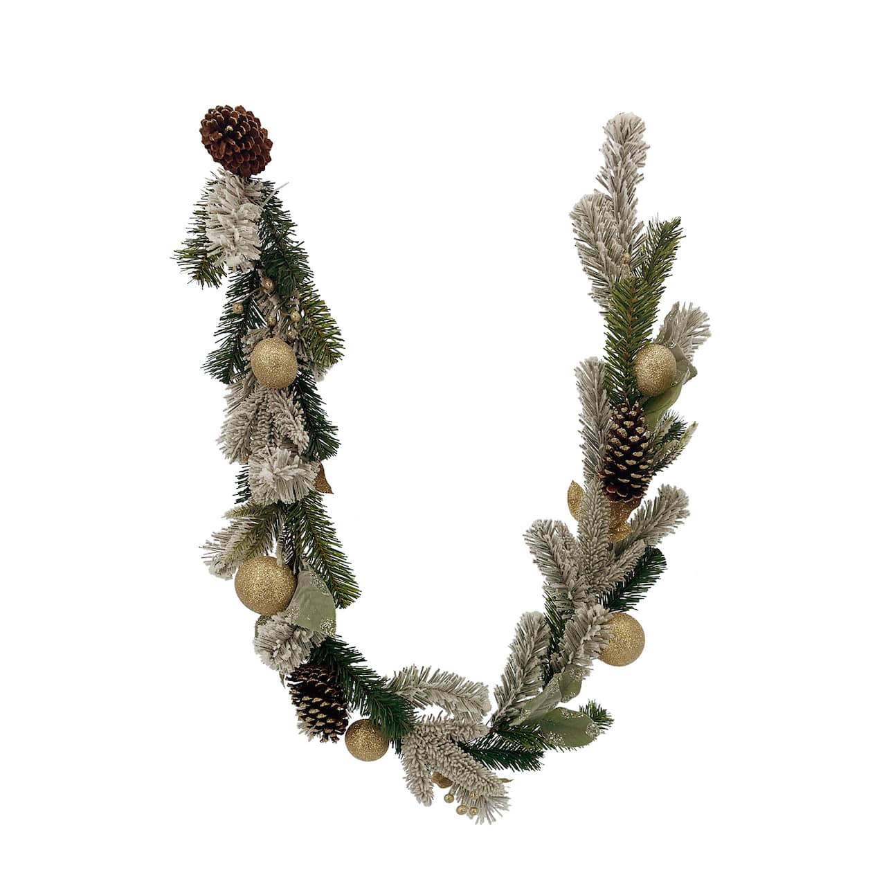 6ft. Green & Ivory Pine with Gold Ornament & Pinecone Garland by Ashland®